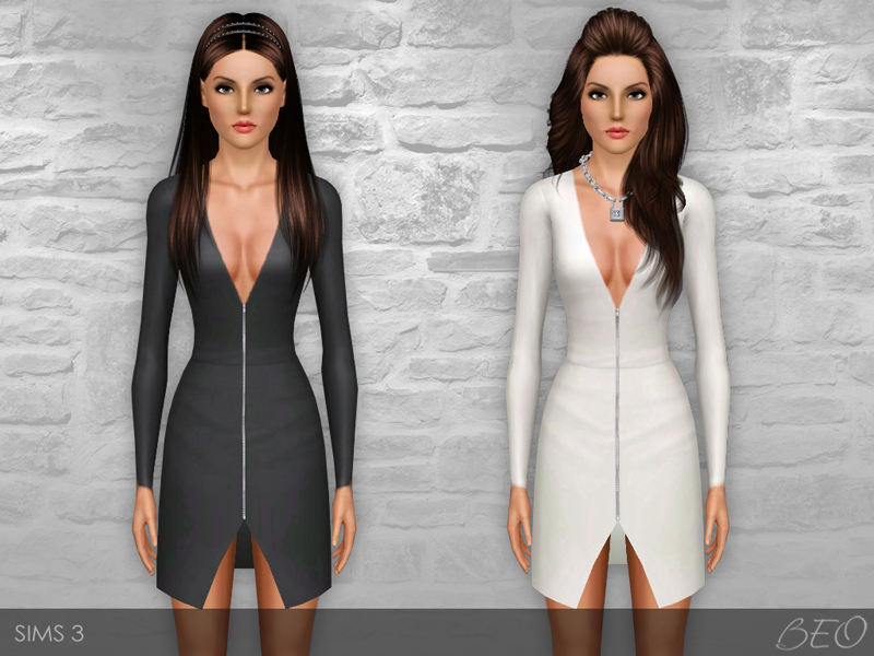 Zip front dress for The Sims 3